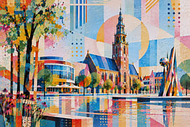 Assen, Drenthe – A Cubist Painting of the Dutch Town by Johannes