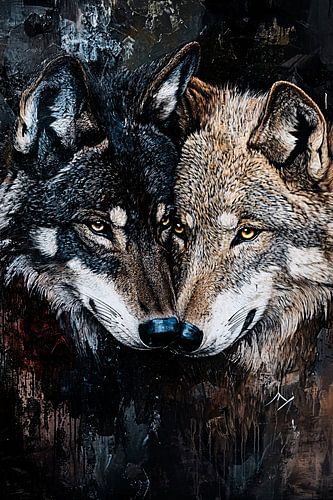 Realistische wolvenportret met details