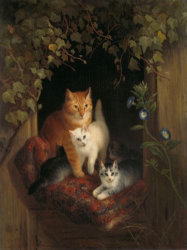 Poes met jongen, Henriëtte Ronner