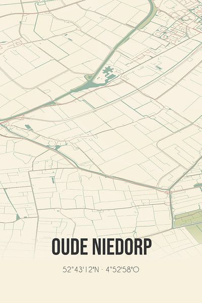 Alte Karte von Oude Niedorp (Nordholland) von Ortsdrucke