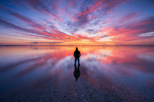 Genieten van zonsondergang