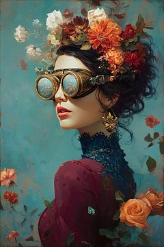 Surrealistisch portret, Steampunk Flower Queen van Studio BB