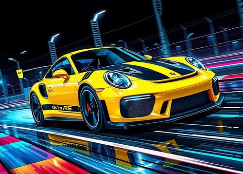 Porsche 911 GT3 RS Yellow and Black Stripes