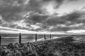 Ameland sunrise b/w von Ron van Ewijk