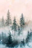 Aquarell Pinien Wald