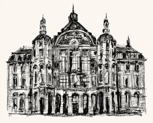 Drawing of Antwerp Central Station