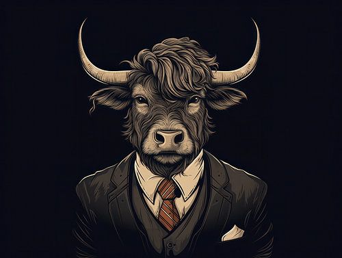 Distinguished Bovine - A Portrait in Suit
