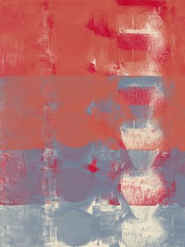 Rote, terra und blaue Formen. Bunte abstrakte Kunst in leuchtenden Farben von Dina Dankers