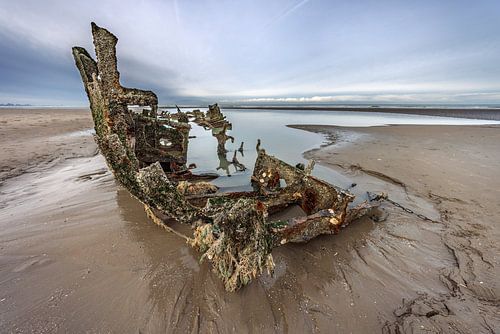 Schiffswrack Claude London an der normannischen Küste