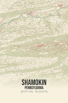 Vintage landkaart van Shamokin (Pennsylvania), USA. van MijnStadsPoster