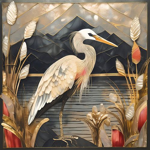 Witte reiger in hotel chique stijl