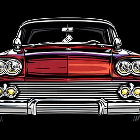 Retro-Oldtimer-Frontwürfel Pop-Art-Porträt von Ramy Salah Hefny