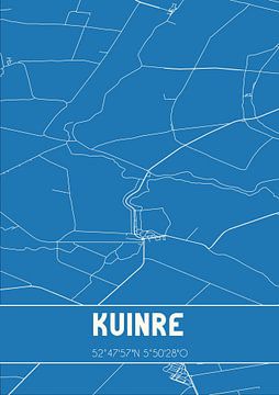 Blauwdruk | Landkaart | Kuinre (Overijssel) van MijnStadsPoster