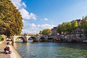 Blick über die Seine auf Paris, Frankreich