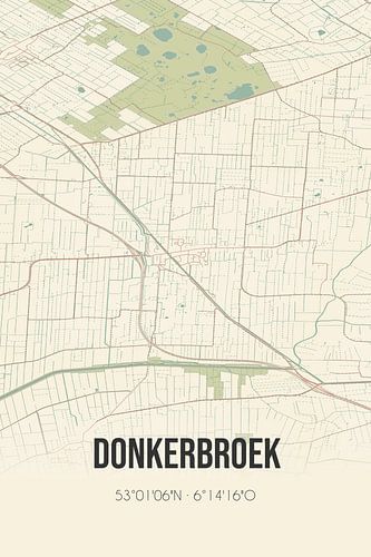 Vintage landkaart van Donkerbroek (Fryslan)