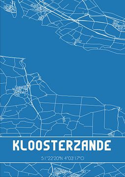 Blauwdruk | Landkaart | Kloosterzande (Zeeland) van Rezona