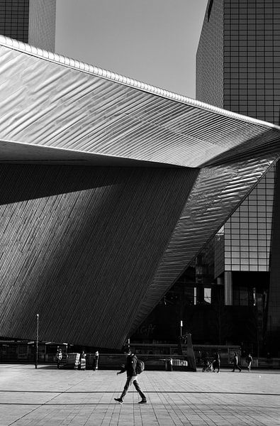 Rotterdam Central Station black and white by Peter Hofwegen
