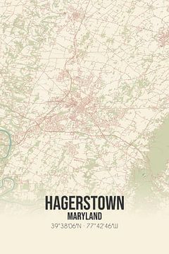 Vintage landkaart van Hagerstown (Maryland), USA. van Rezona