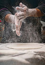 Pizza in de maak van Conte Monfrey