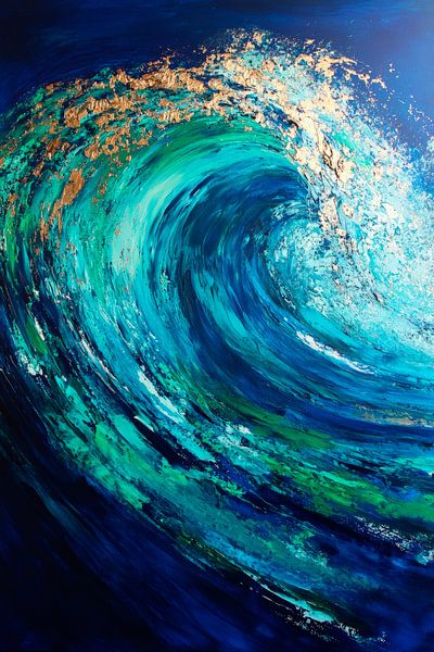 Powerful waves in a deep blue sea by Poster Art Shop