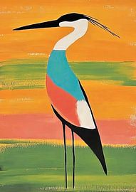 Oiseau long avec couleurs