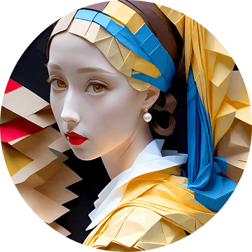 Een origami portret geïnspireerd door het meisje met de parel.  Geïnspireerd door Johannes Vermeer van Jolique Arte