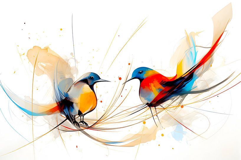 Abstract colorful birds by haroulita