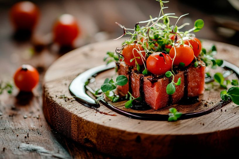 Fresh salad tower with cherry tomatoes by Poster Art Shop