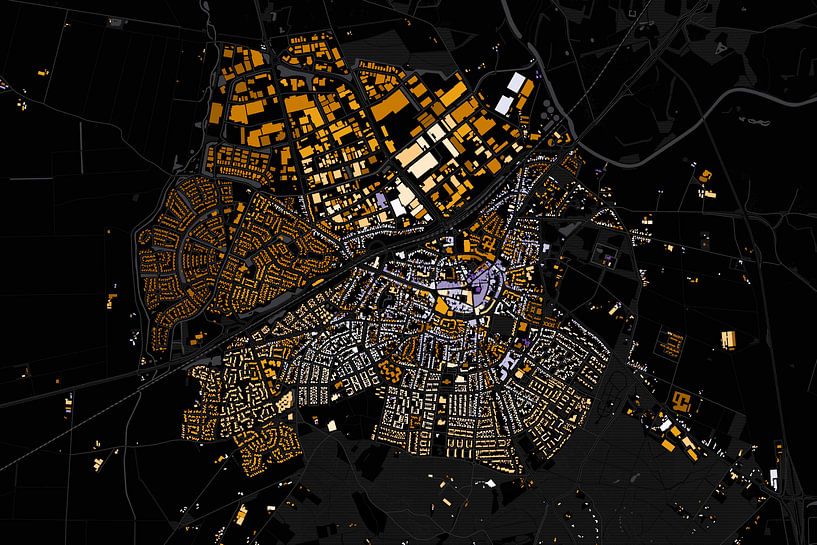 Kaart van Rijssen abstract par Maps Are Art