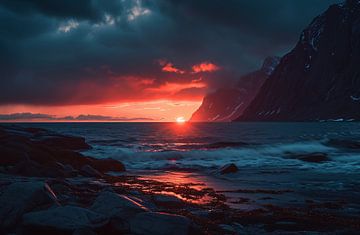 Magisch licht op de fjord van fernlichtsicht