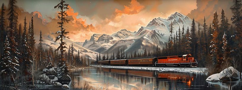 Trein in winterlandschap van fernlichtsicht