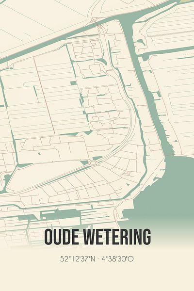 Vintage map of Oude Wetering (South Holland) by Prints of Place