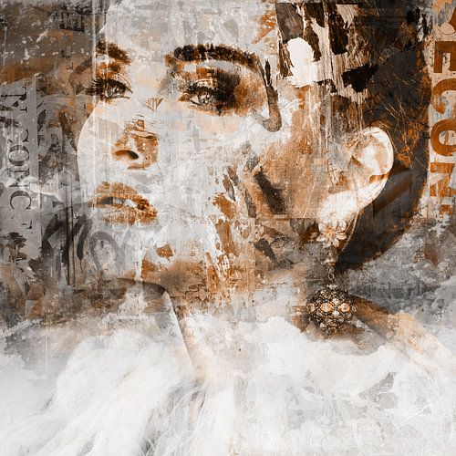 Urban Chic Meisje met de parel, portret van een vrouw - Urban Street Art Collage Collectio