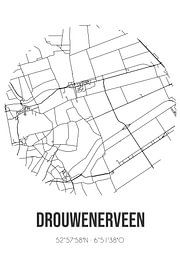 Drouwenerveen (Drenthe) | Landkaart | Zwart-wit van Stad & Wand