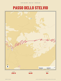 Stelvio Pass and Trafoi, retro road map by Sidney van den Boogaard