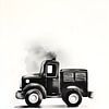 Camion noir avec aquarelle sur Moody Mindscape