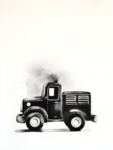 Zwarte truck met waterverf van Moody Mindscape