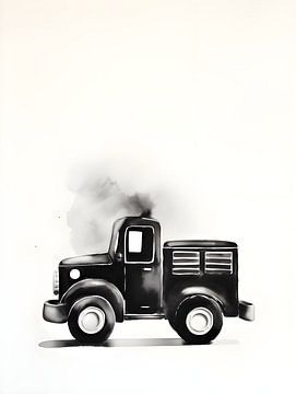 Camion noir avec aquarelle sur Moody Mindscape