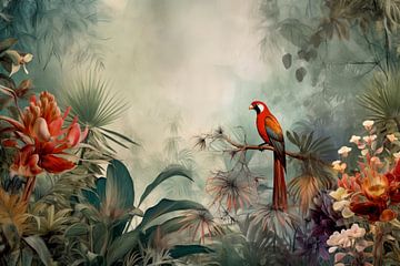 Colourful bird in the rainforest by May