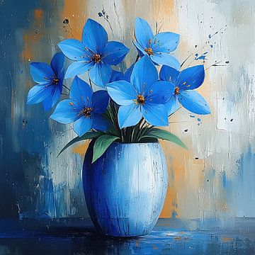 Modern Blauw Stilleven van Kunst Kriebels