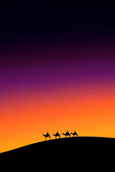 Caravan silhouette at sunset by Poster Art Shop