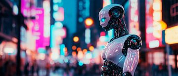 Toekomstige robots in de stad van Poster Art Shop
