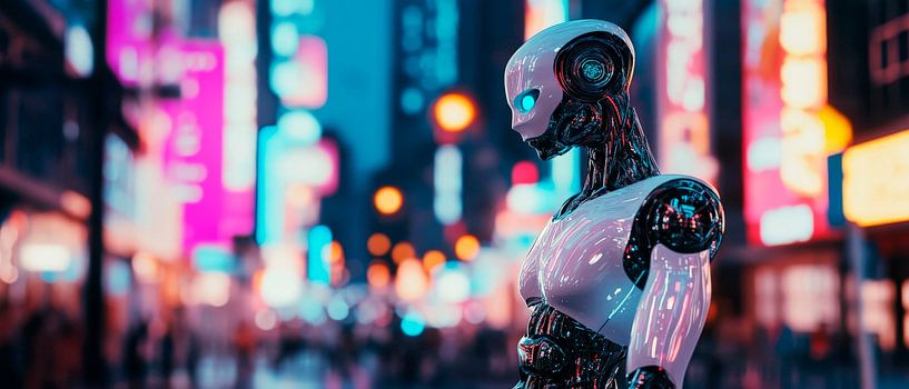 Des robots du futur dans la ville par Poster Art Shop