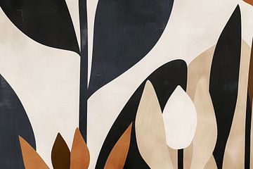 Abstracte Monochrome Tulpen Compositie van De Muurdecoratie