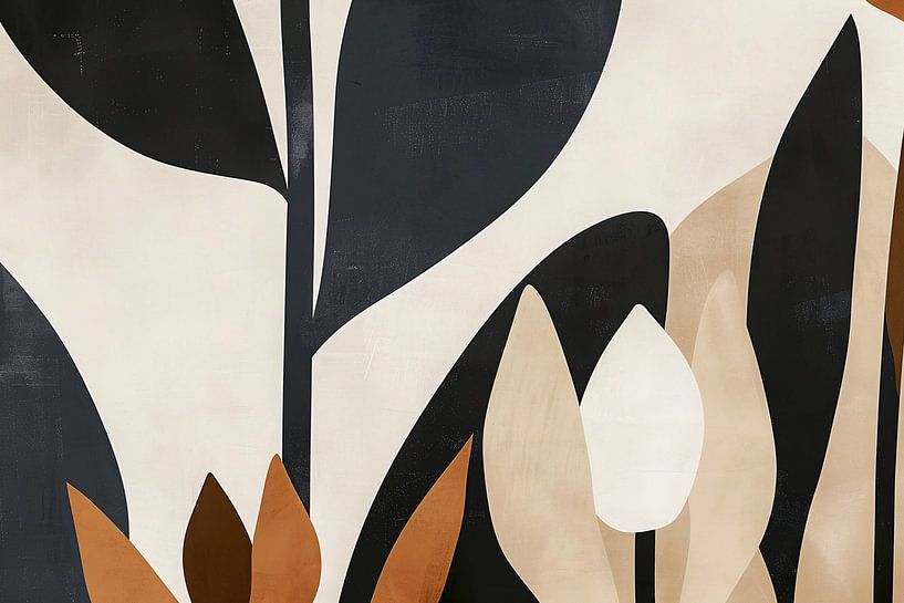 Abstracte Monochrome Tulpen Compositie van Art & Soul Creations