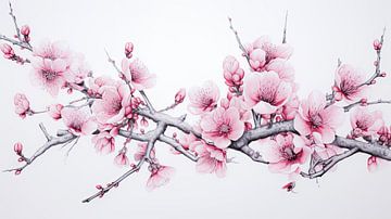 Sakura bloemstilleven met kersenbloesem van Vlindertuin Art