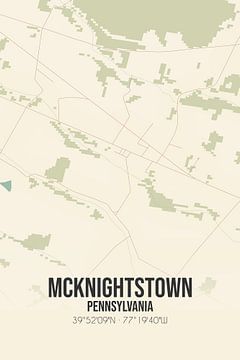 Carte ancienne de McKnightstown (Pennsylvanie), USA. sur Rezona