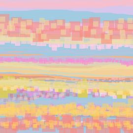 geometrische Landschaft mit Rechtecken und Kreisen 22 von Claudia Gründler