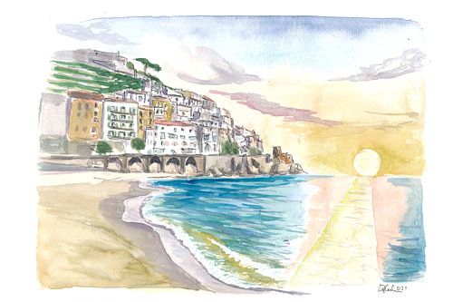 L'été sur la plage de l'Amalfitana Golfo di Salerno