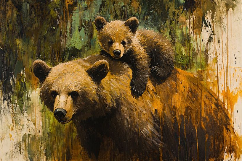 Cub on mother bear back by Imperial Art House